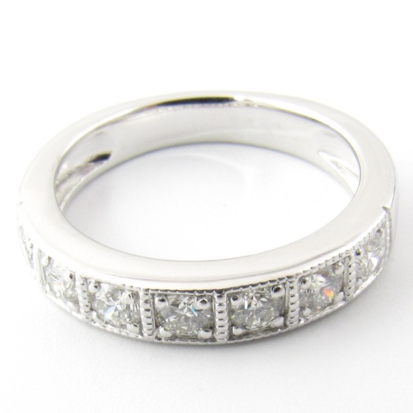 Vintage 18 Karat White Gold Diamond Wedding Band Size 6 #4840